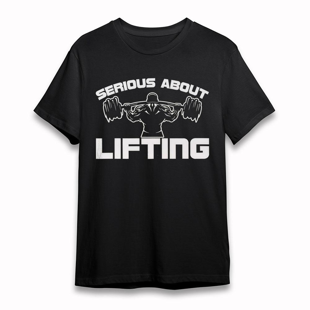 

Men s T-Shirt Weightlifter Silhouette Motto Tee Short Soft Cotton Oversize Black L