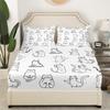 Cartoon Animal Kitten Pattern Bed Hat Four-Piece Bedding Set Bedroom Dormitory Bedding Decoration