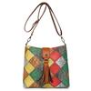 Women's Contrast Color Crossbody Bag Large Capacity Bucket Bag Mother Bag