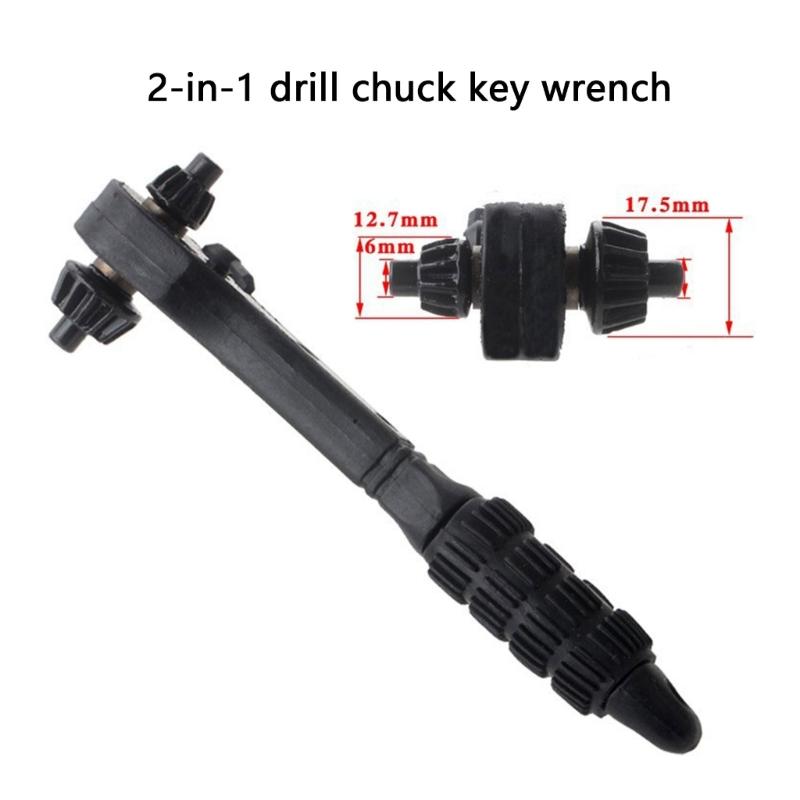 Drill Chuck Ratchet Wrench 2 In 1 Drill Chuck Ratchet Spanner Steel Chuck Key Set Quick Releases and Secure Grip