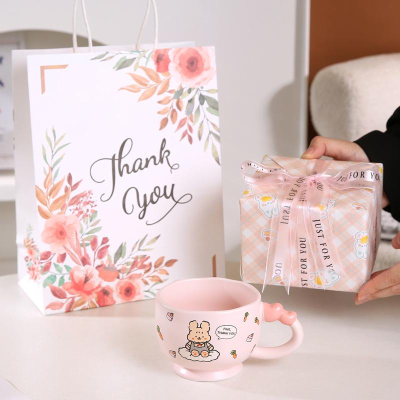 Creative Love Ceramic Cup Cute Bear Rabbit Coffee Cup Birthday Gift Creative Mug Business Event Gift