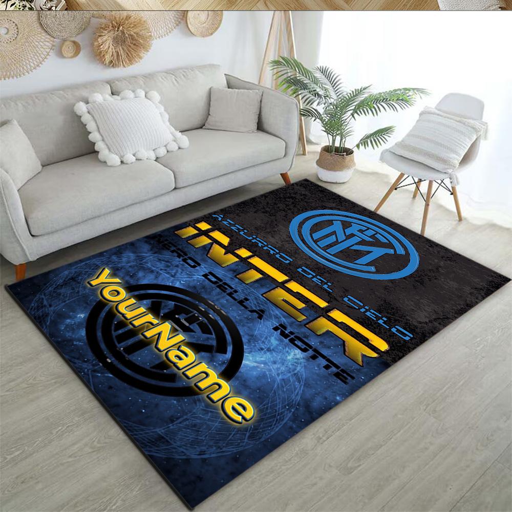 Inter Milan Customize Text Carpet Perfect for Hallway Living Rooms Balcony Entryway Anti-slip Rug Anime Office Decor Best for Christmas