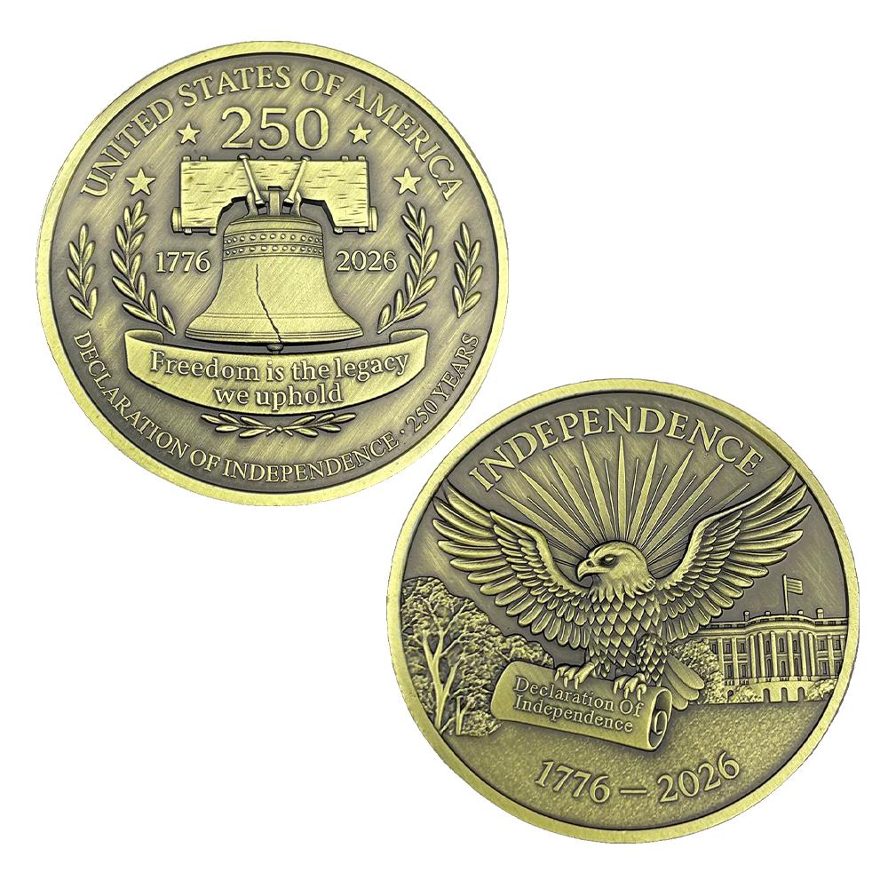 USA 250th Anniversary Commemorative Coin - Liberty Bell & Eagle Design American Independence Historical Memorabilia Coin