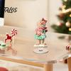 Angel Figurine for Mantel Xmas Acrylic Ornament, 2D Flat Tree Gingerbread Man Ornament with Seasonal Tabletop Display Rotatable Base, Christmas Table