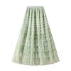 Blue Mesh Skirt Summer Sweet Long Tulle Cake Skirt Women Fashion Half Length Skirt