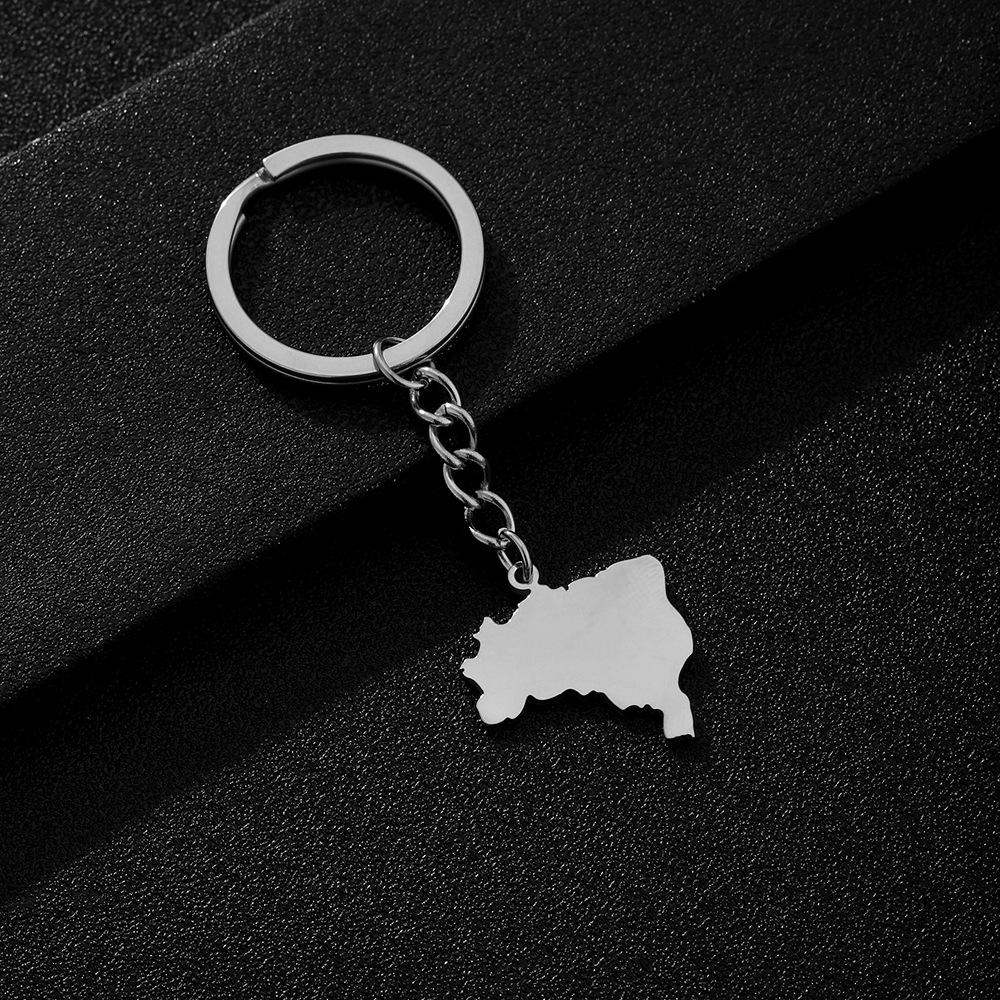 Stylish Stainless Steel Heart-Shaped Keychain Pendant with Ethnic Design