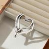 Big Love Ring Double-layered Exaggerated Style Hollow Heart Shape Solid Color Liquid Alloy Smooth Club Party Index Finger Ring Lady Jewelry