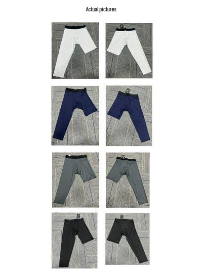 Men's Quick-Dry Compression Basketball Tights, Single-Leg, Seven-Point, Base Layer, Fitness Training Pants