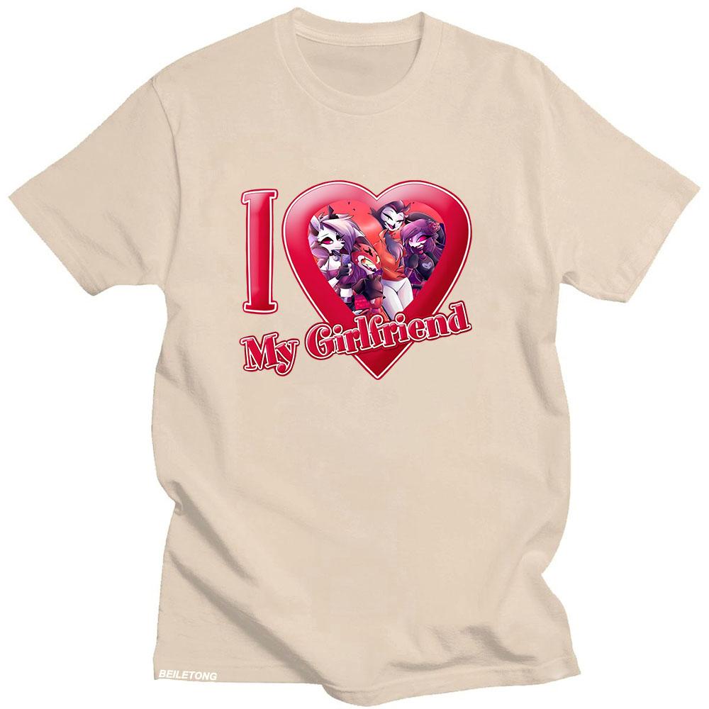 Helluva Boss T-Shirt Anime-Print Harajuku Kawaii T-Shirt Cartoon-Print Baumwolle O-Ausschnitt T-Shirt Ich liebe meine Freundin Niedliche Kleidung