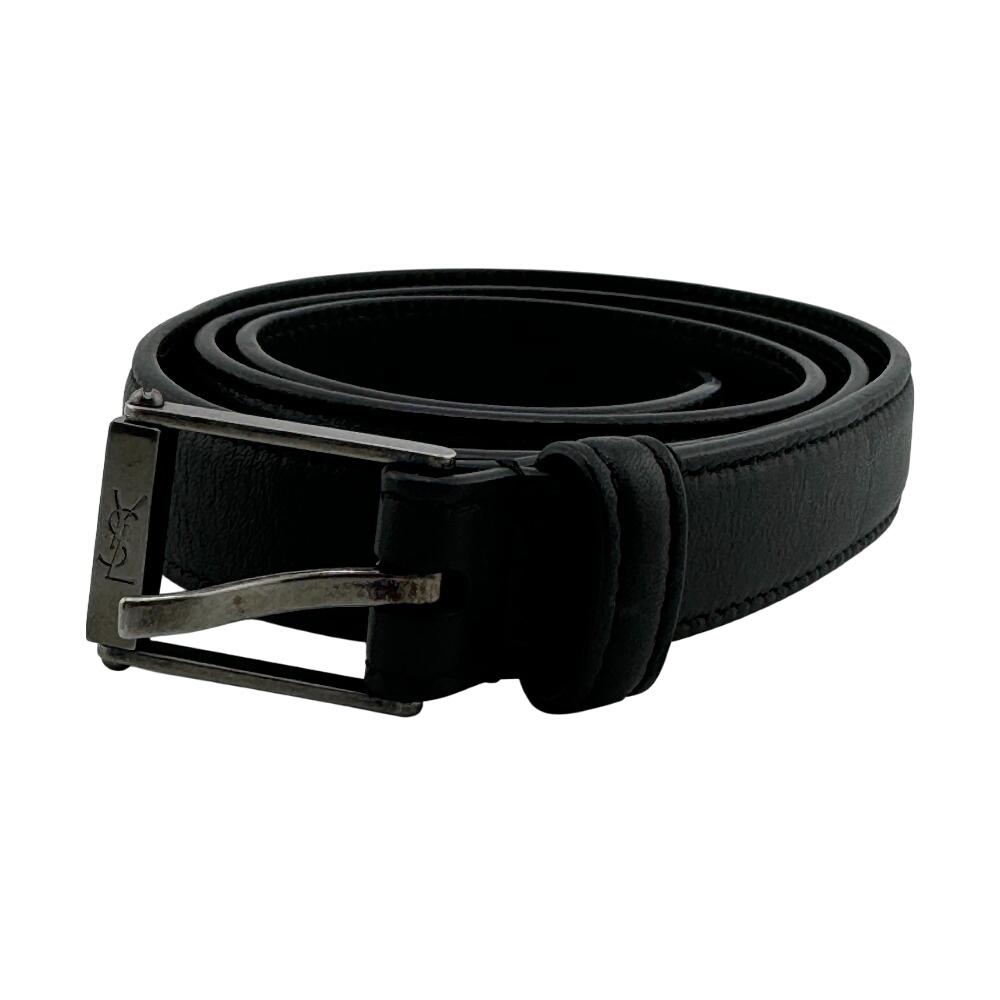 

SAINT LAURENT GRZ479388 Narrow leather belt black leather unisex Used