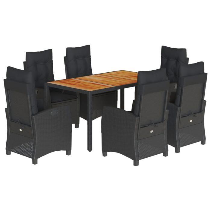 VidaXL Ensemble à Manger de Jardin avec Coussins 7 pcs, Table et Chaises avec Dossier Réglable, Meubles d'Extérieur, 3212667