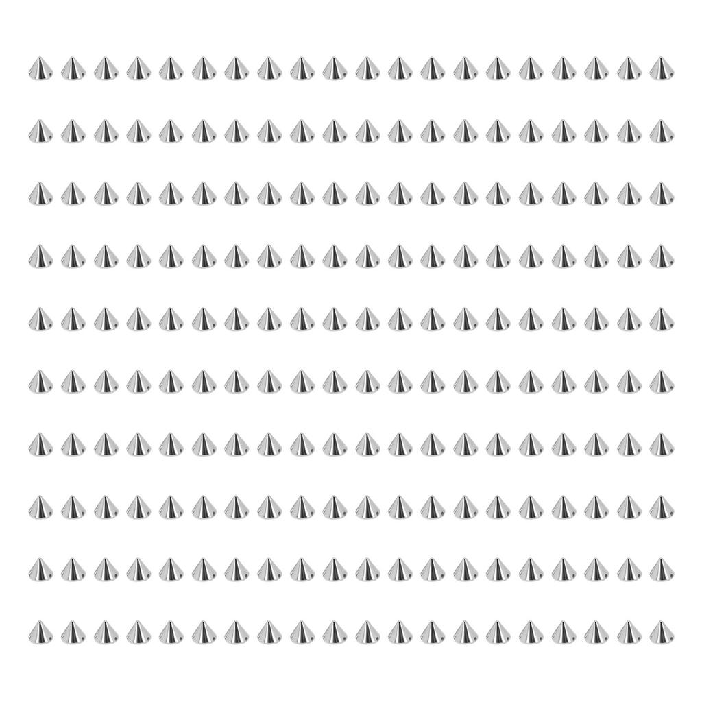 200 Pcs Spike Cone Studs 8x8mm Plastic Punk Style Spike Studs Cone Rivets for Jackets Shoes Bags Belts Silver