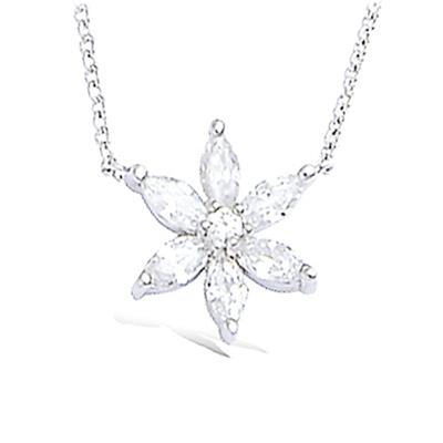 [K6444] - Silberkette 'Flora' silbrig-weiß (rhodiniert) - 12 mm