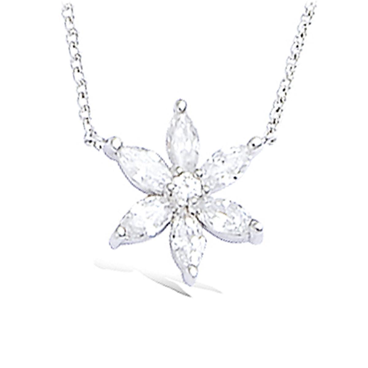 

Les Trésors De Lily [K6444] - Серебряное колье «Флора» серебристо-белое (родиевое покрытие) - 12 мм