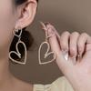 Dongmen Full Of Diamonds And Hollowed Out Long Peach Heart Earrings, Exaggerated Love And Cold Wind Earrings For Women