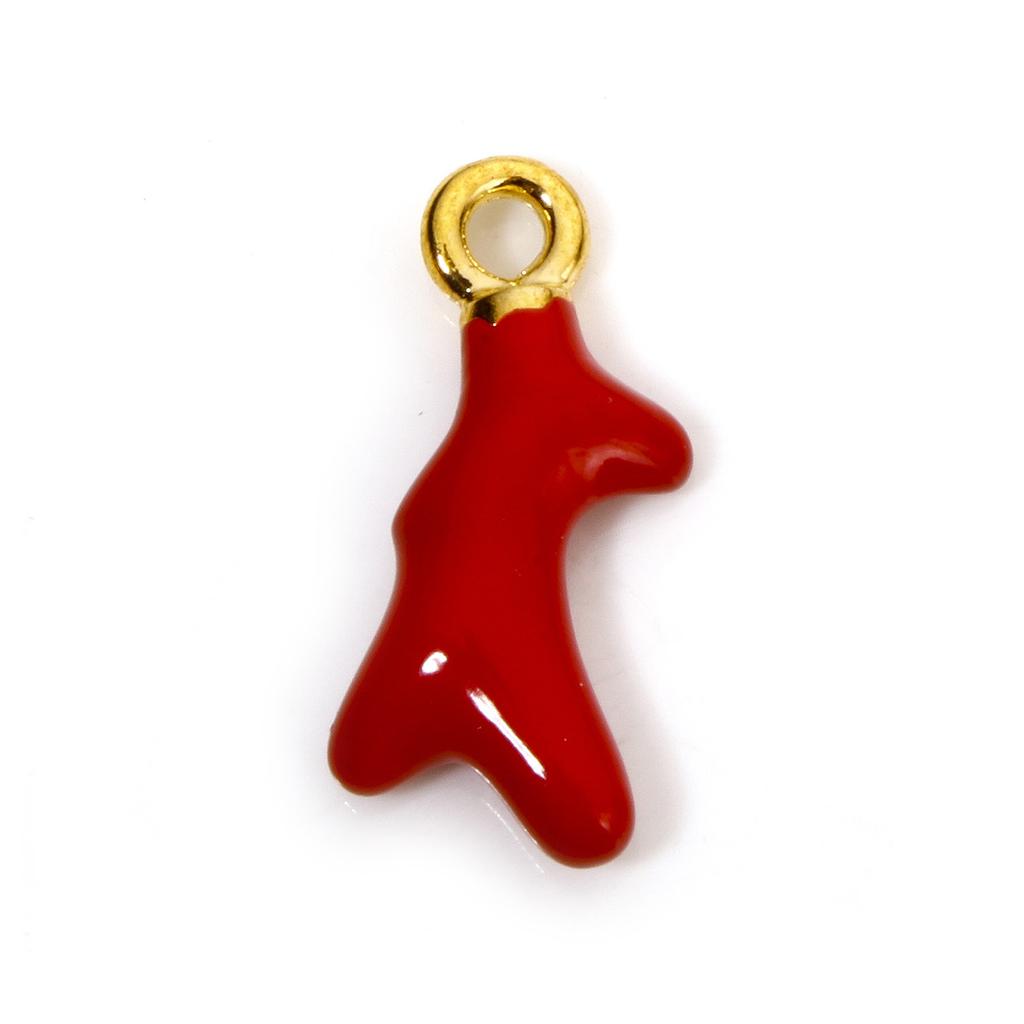 10 PCs Zinc Based Alloy Ocean Jewelry Charms Gold Color Enamel 3D Red Crab Lobster Coral Pendant For Diy Necklace Jewelry Making