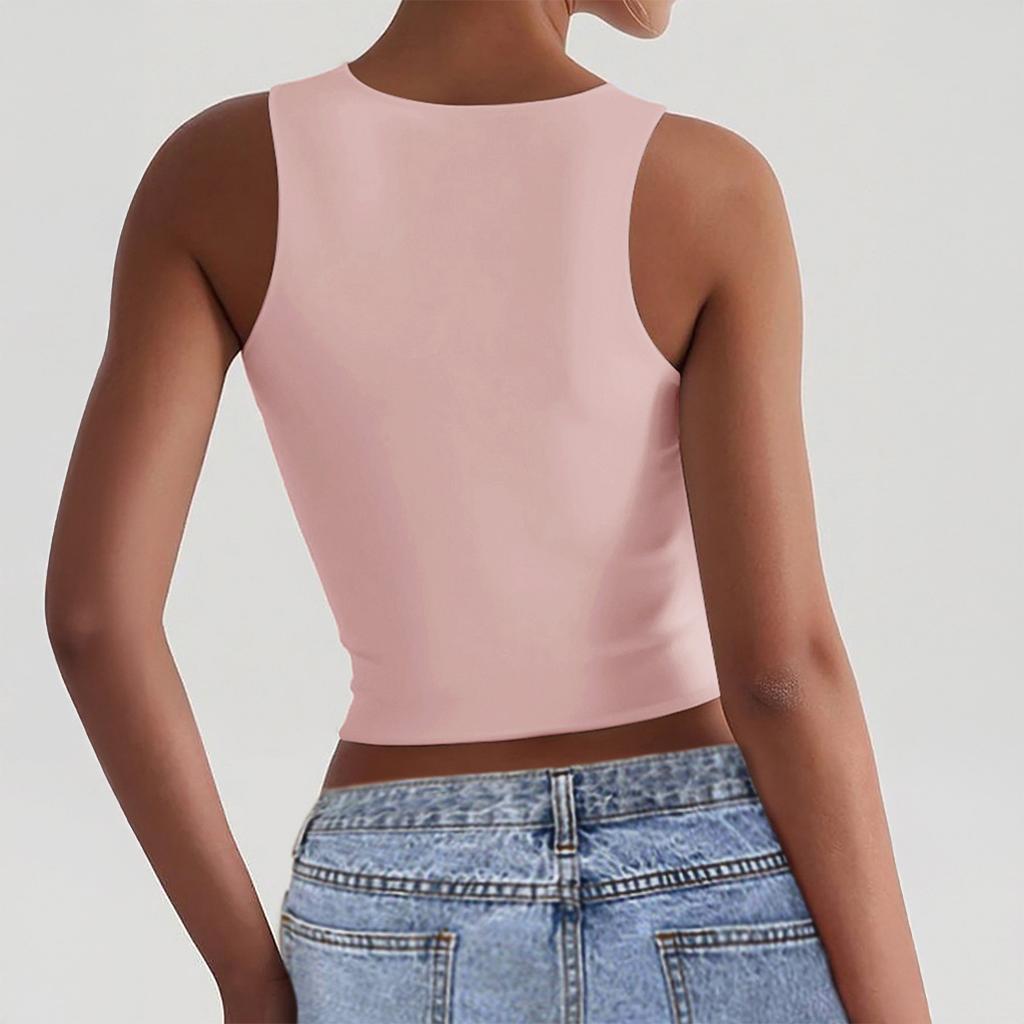 Casual European and American Y2K fitness high elastic sports square collar suspender T-shirt vest women's summer