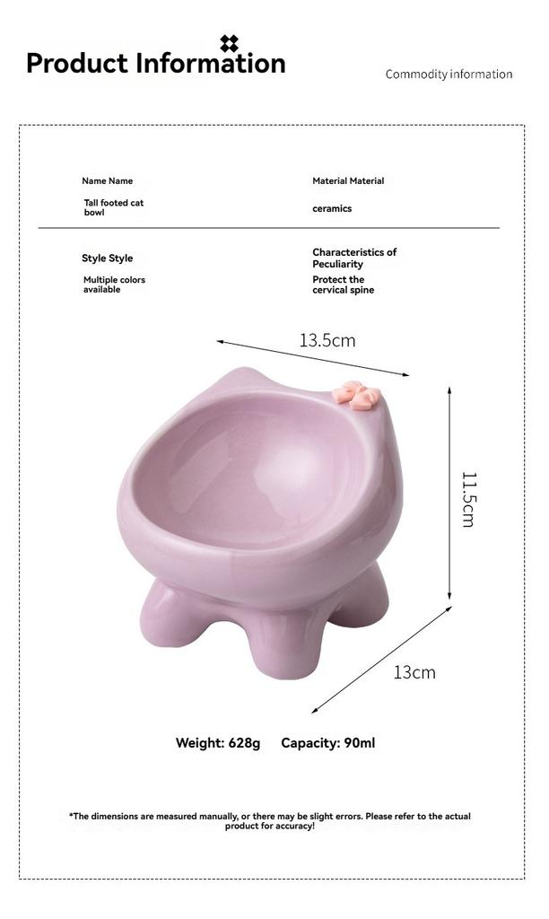 1pc Cute Cat Bowl Ceramic Cat Bowl Dog Bowl Cat Food Bowl Pet Bowl Cat Litter Bowl Pet Accessories