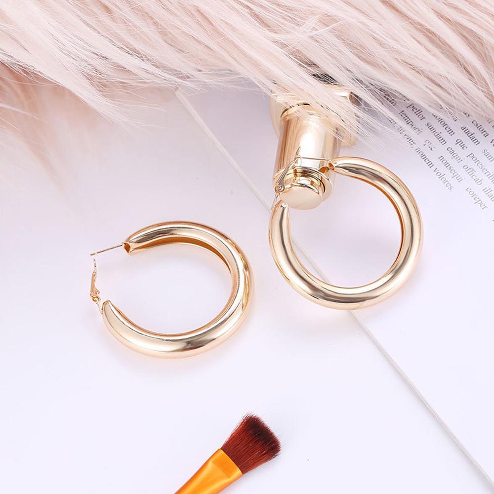 Geometric Round Hoop Earrings Classic Large Circle Design Lightweight Metal Material Suitable for Daily Wear and Various Occasions