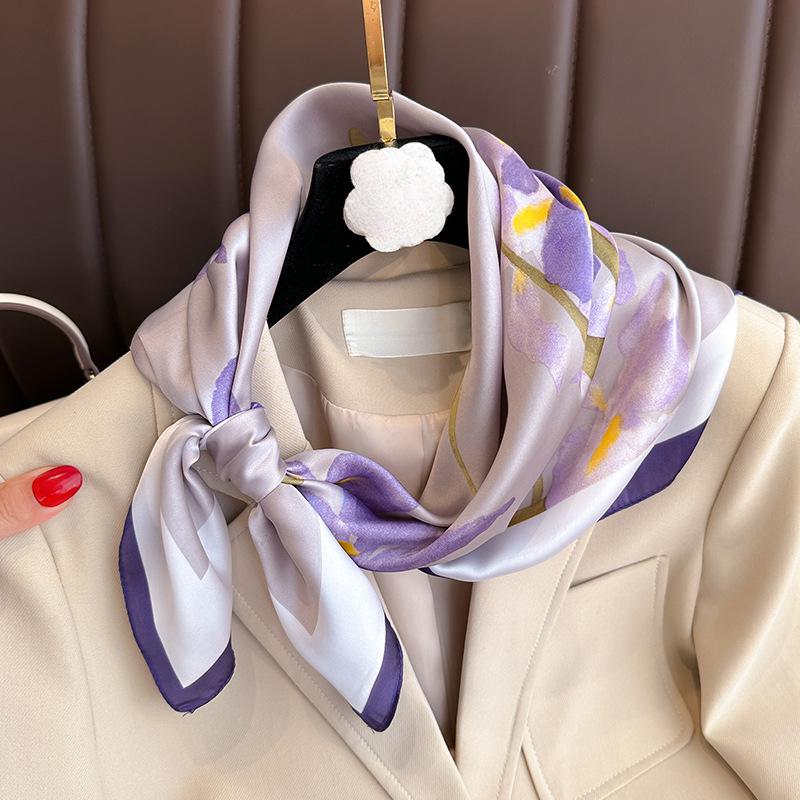 Women Silk Scarf Fashion Hair Hijab Silk Satin Neckerchief Female Hair Ties Headband Hair Ornament Female Bandana Bag Scarves