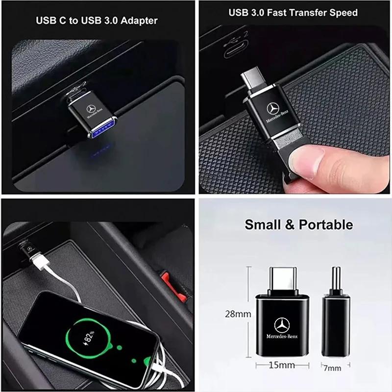GLC GLB Car Emblem Charger Adapter C-type To USB Interface Charging Head For Mercedes Benz AMG GLC GLE GLK W203 W206 W220 W205