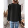 IHUASU Autumn Winter Fashion V-neck Lace Solid Color Long Sleeve Casual T Women's Top