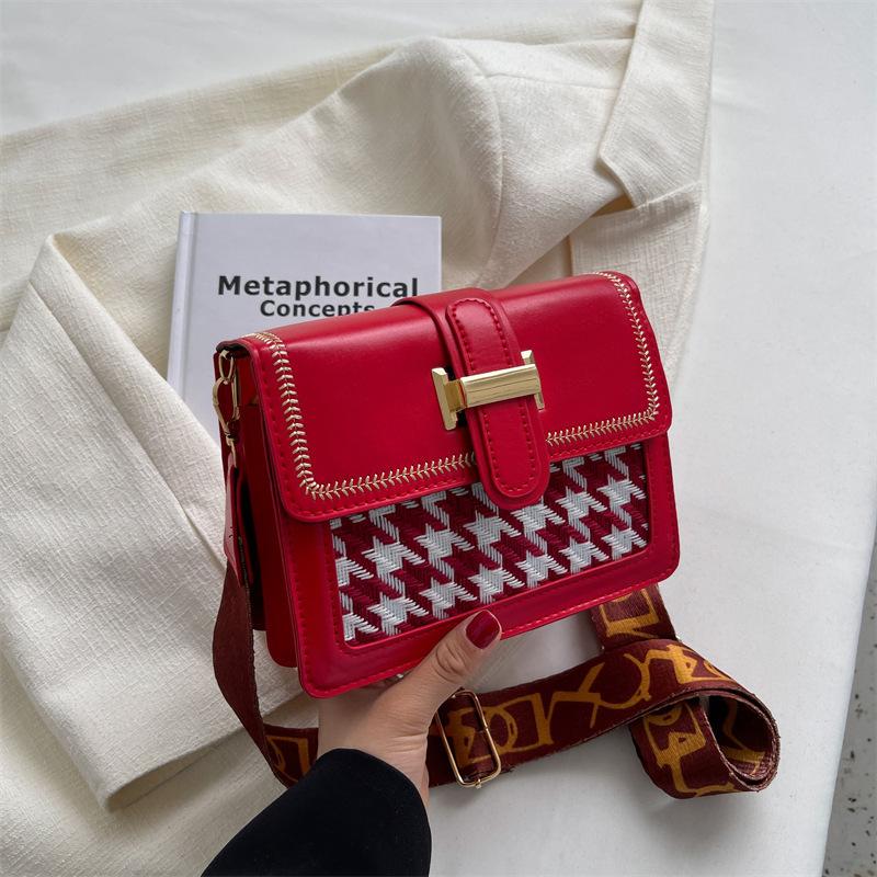 New Women's Bag Fashion Retro Trend Small Square Bag Contrasting Color Shoulder Messenger Bag Ins Foreign Style Bag Women