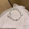 Silver irregular hollow love running ring splicing bracelet women's light luxury high-end niche retro Hong Kong style jewelry
