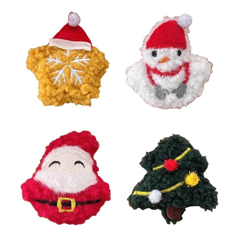 Lovely Christmas Theme Brooch for Adult Children Festival Clothes Decorative Plush Pin for Seasonal Festival Party Props