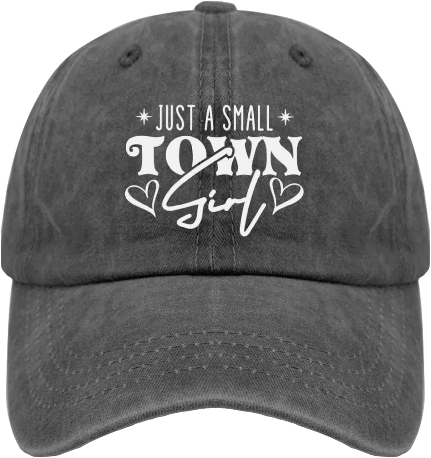 

Just A Small Town Girl Baseball Cap Distressed Washed Polyester Casual Sun Hat for Adult One Size