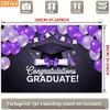 2D Graduation Photo Backdrop, Purple Black "Congratulations Graduate" Themed Party Background