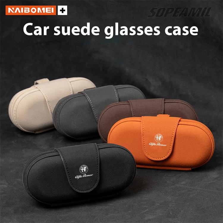 Car Suede Sunglasses Storage Box Visor Glasses Clip Alfa Romeo GT 147 156 159 Giulia Tonale Stelvio Giulietta Mito Milano Gloria wnp522