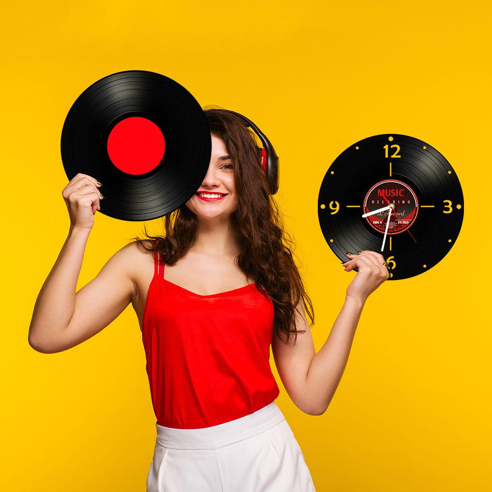Vintage Vinyl LP Record Wall Clock 70's 80's Pop Genre Retro Wall Art Decor Laser Cut Longplay Retro Silent Quartz Wall Clock