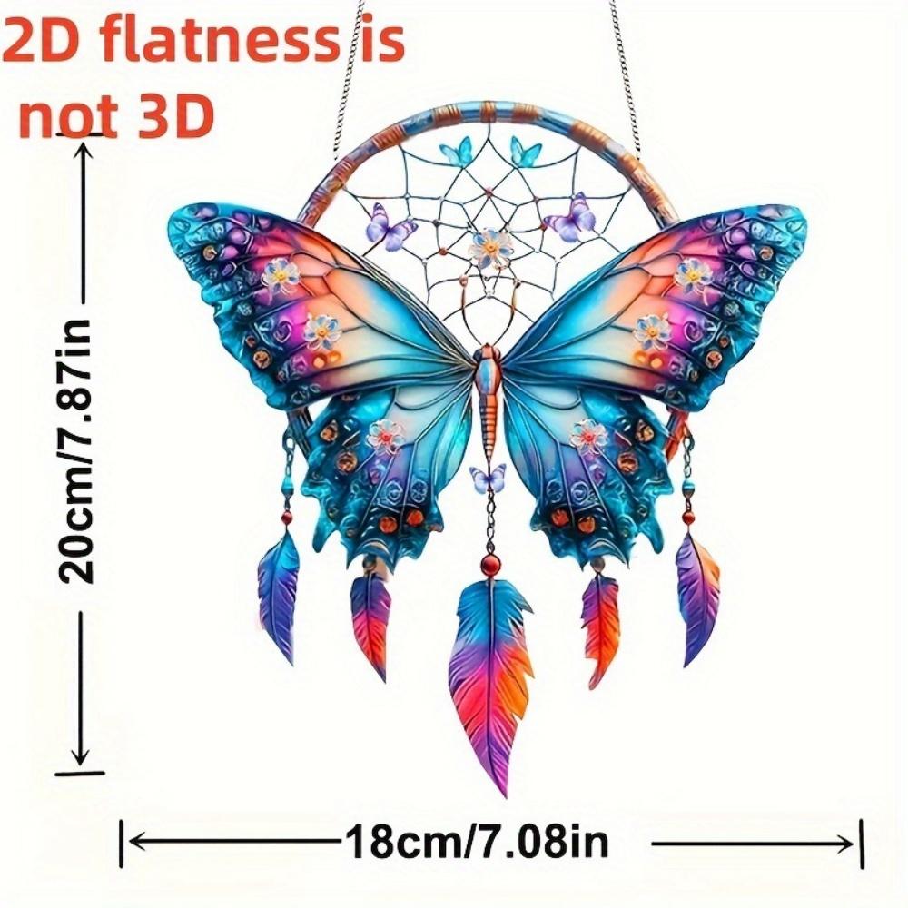 1PCS Acrylic Dream Pendant Catcher Hanging Ornament Waterproof Design Home Decor Butterfly Hummingbird Art Gift Idea Decoration