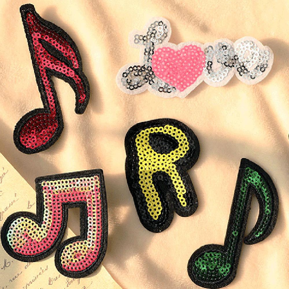 Sequin Embroidery, Musical Notes, Letter Patches, Clothing Accessories, Hats, Bags, Accessories, Embroidered Fabric Patches