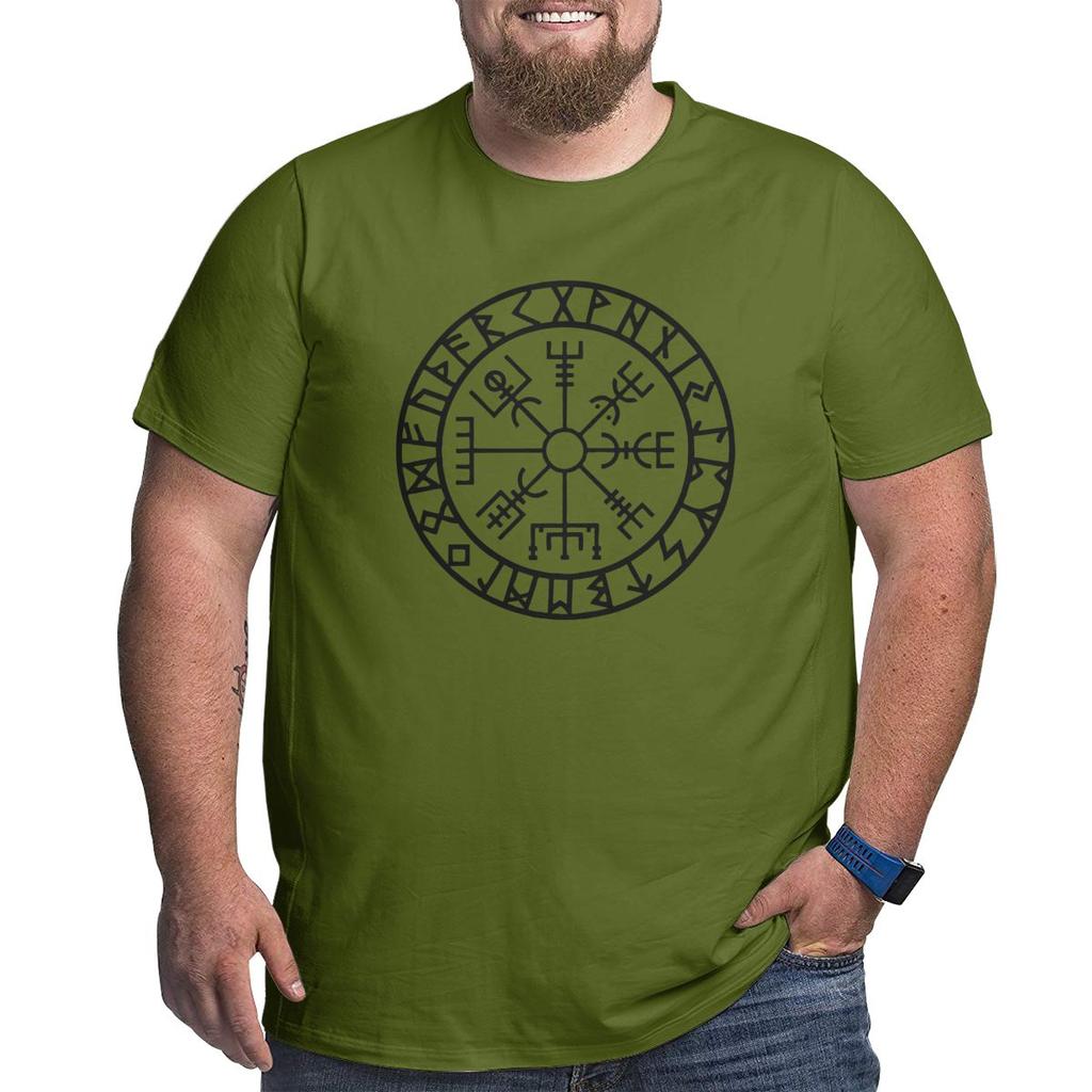 Vegvisir Futhark Runes Navigator T Shirt for Men Valhalla T-Shirt Big Tall Tee Clothing Plus Size Big Size Large 4XL 5XL 6XL