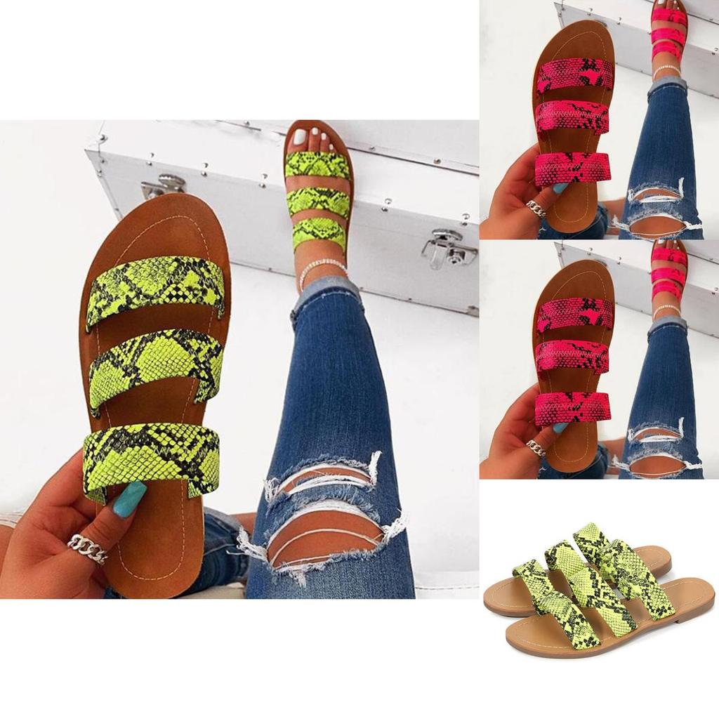 Stylish Women's Snakeskin Slippers Casual Flats Sandals Perfect For Summer Days