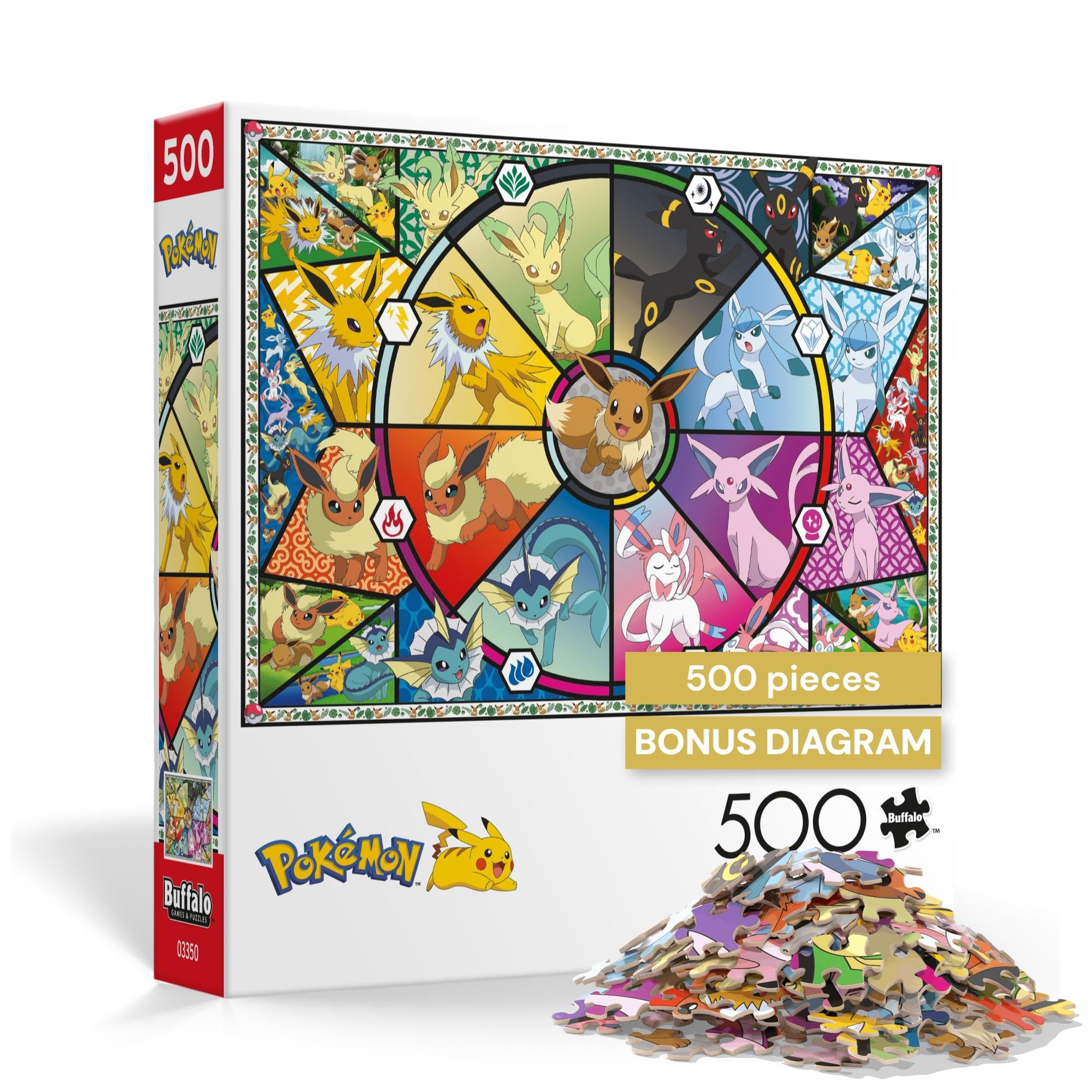 Buffalo Games - Pokémon - Eevee Stained Glass - 500-Piece Jigsaw Puzzle