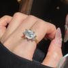 European-American Luxury Diamond Oval Open Ring – Geometric Dopamine Sweet Food Design, High-End Niche Jewelry.