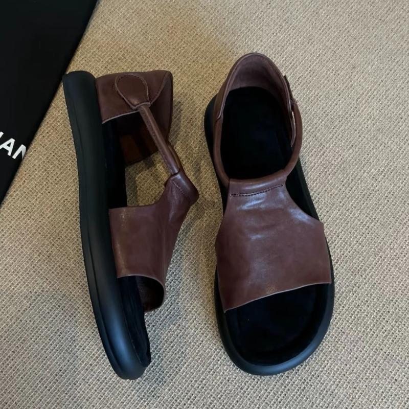 High Quality Cowhide Women's Sandals Fashion Casual Leather Sandals Summer Open-toe Roman Sandals for Women Comfort Flat Sandal