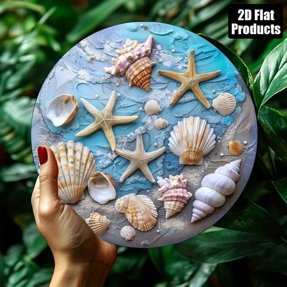 Vintage Metal Wall Art Starfish Seashell for Living Room