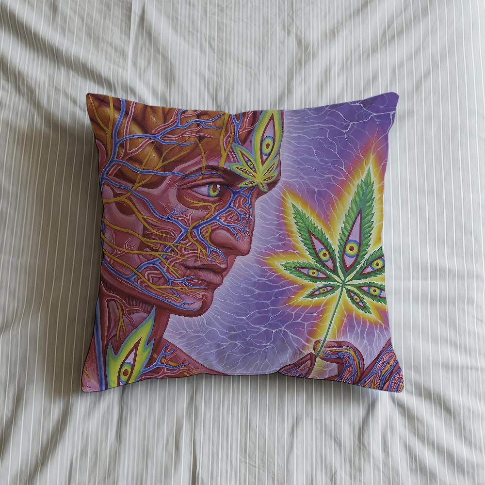 Alex Cushion Psychedelic Cover Soft Case For Sofa Living Room Grey Home Comfortable Office Decor Trippy Protective Pillow Covers