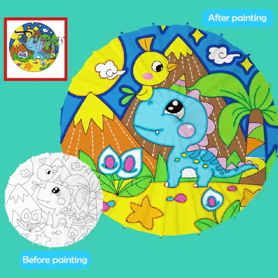 27/41CM DIY Hand-Painting Paper Umbrella Chinese Style Decorative Oil-paper Umbrella with Wooden Handle Kids Coloring Oriental Umbrella Crafts