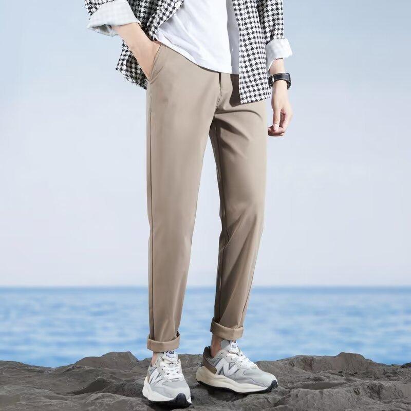 Spring and Summer Suit Pants Men's Pants Trendy Brand Drape Harlan Nine-point Pants Slim-fitting Non-ironing Pants Men's Casual Pants