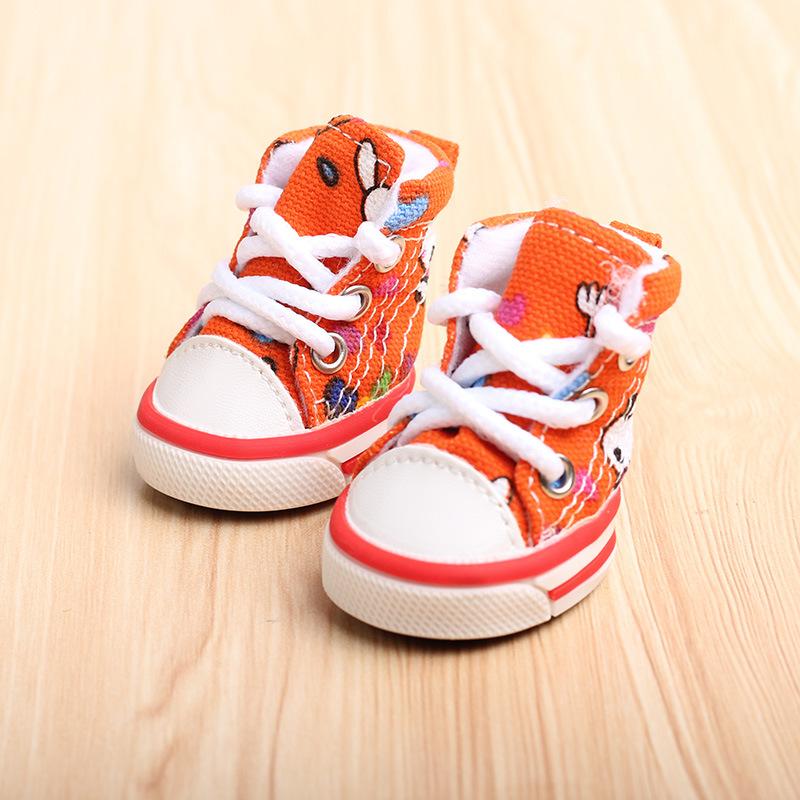 4 st/set Pet Dog Dog Shoes Four Seasons Sports Canvas Ball Skor Teddy Bichon Varm mjuk botten Små hundar