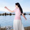 Sancai Plus Size Spring Round Neck Cable Knit Short Sleeve Top