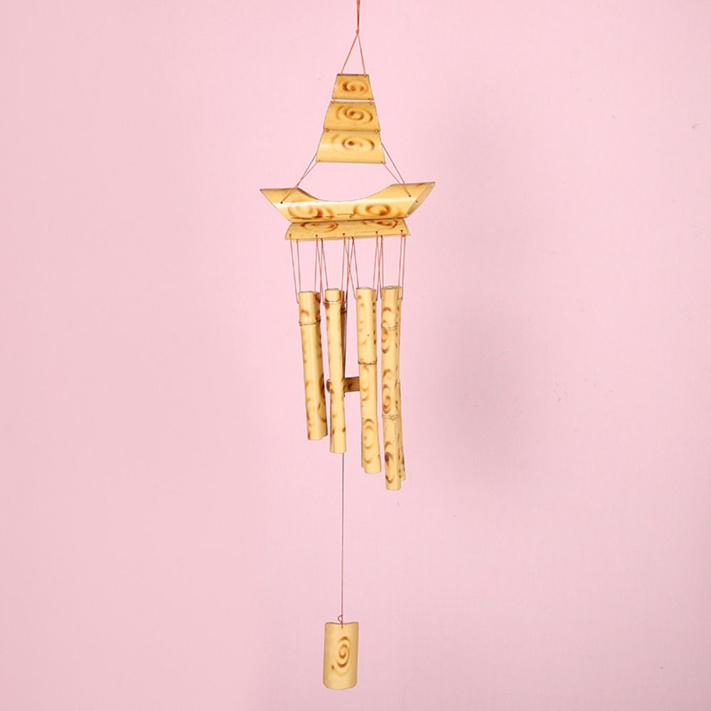 Handmade Sailboat Shaped Wind Chime Chic Hanging Wind Chime Exquisite Bamboo Wind Chime  Outdoor Style 2