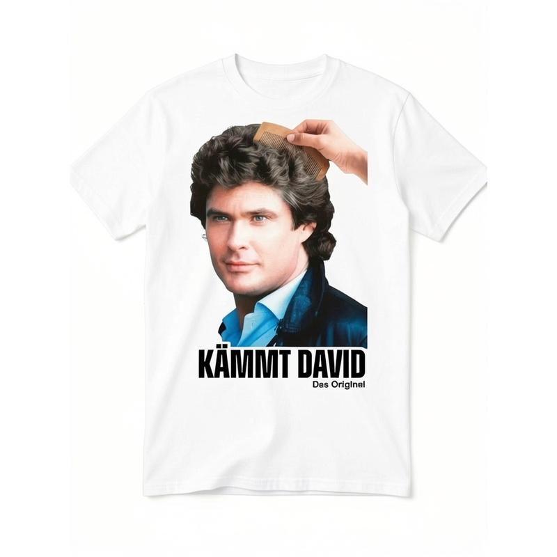 Men'S Fun David Letterman T-Shirt Featuring a Vintage TV Host Graphic with a Classic Comb Design, Short Sleeves, a Comfortable Crew Neck, Made from