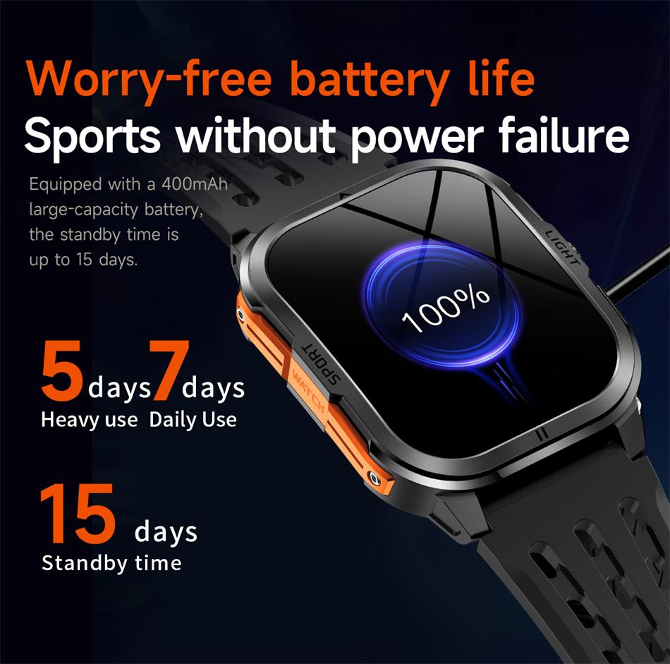 SACOSDING Rugged Smart Watch Men Outdoor Sport Smart Watches Heart Rate Monitor Bluetooth Call Man Smartwatch For Androd ios