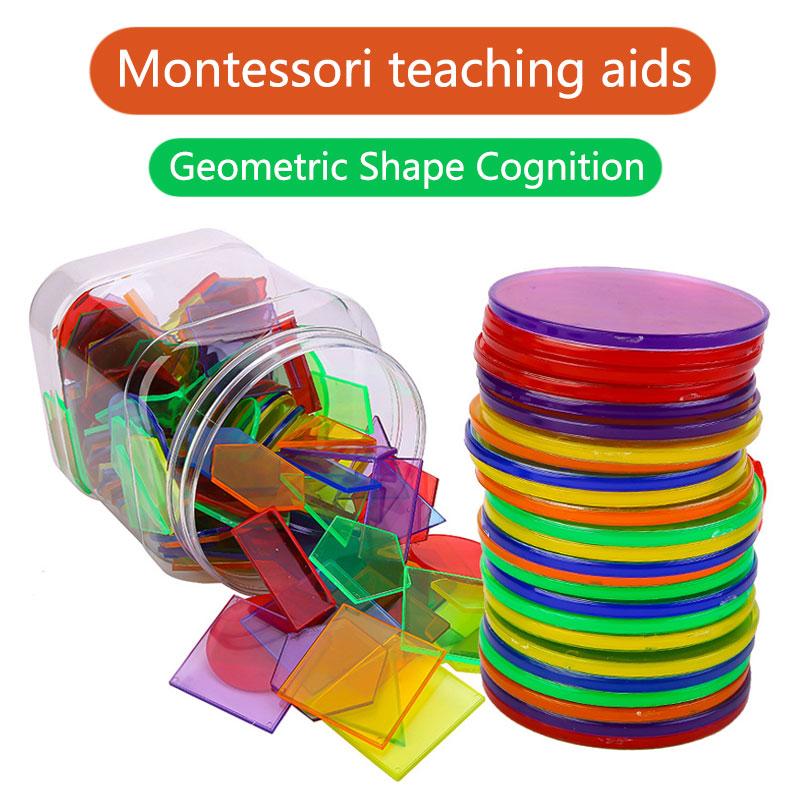 Children Transparent Blocks Montessori Toys 3D Geometric Shapes DIY Sensory Play Parish Educational Learning Light Table Toys